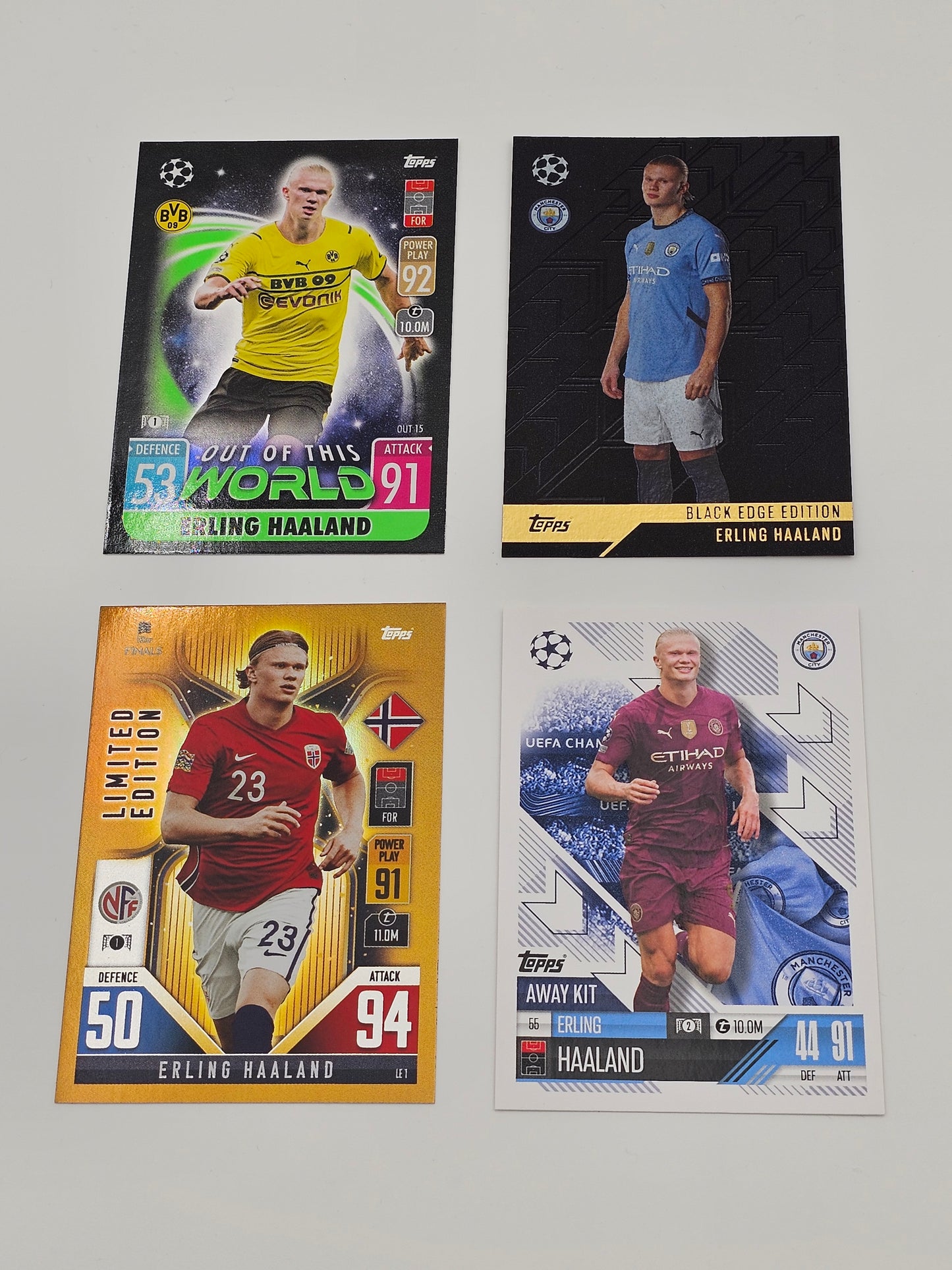 Bundle of 4x Erling Haaland Football Cards, Topps Match Attax
