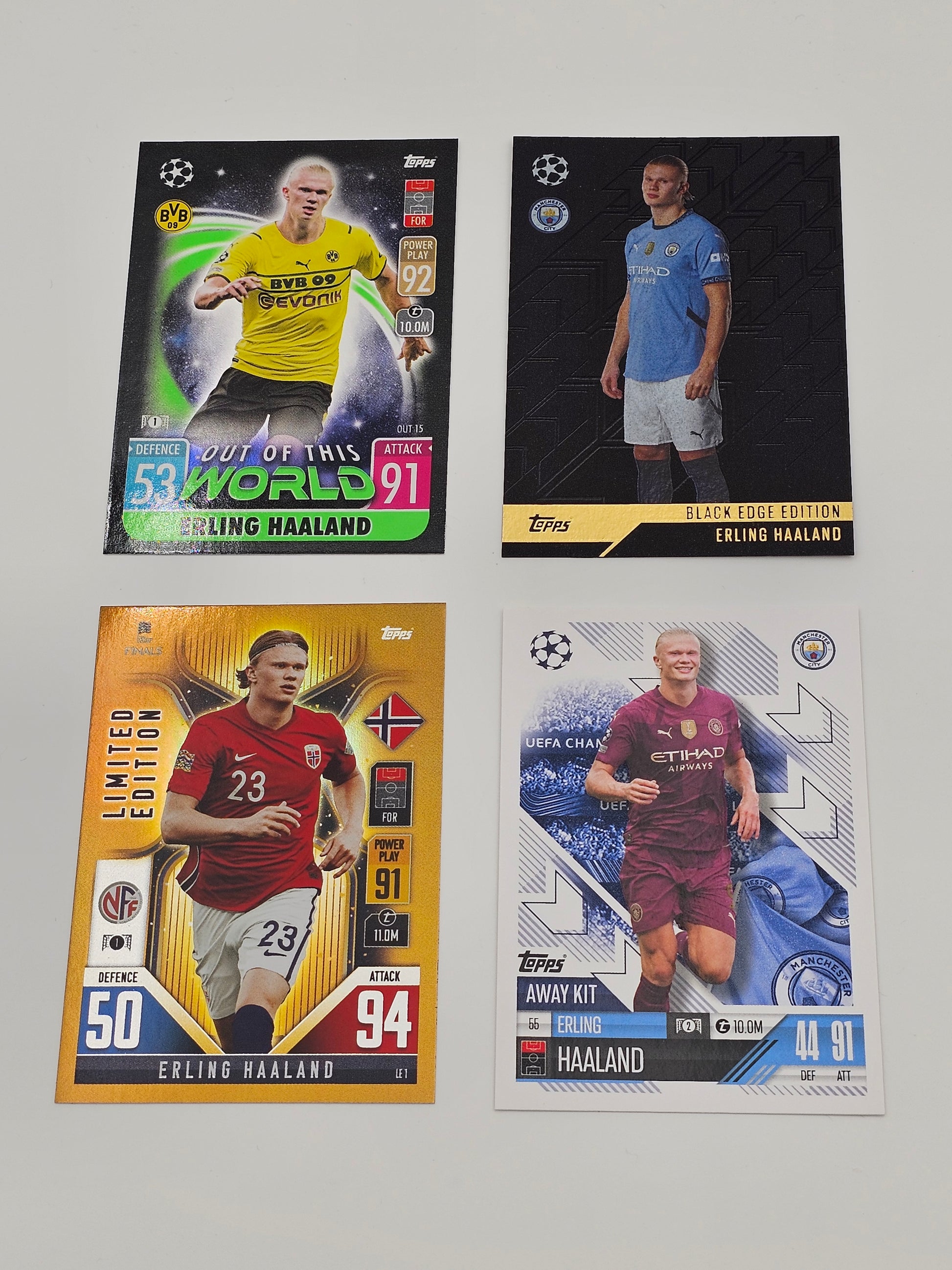 Bundle of 4x Erling Haaland Football Cards, Topps Match Attax