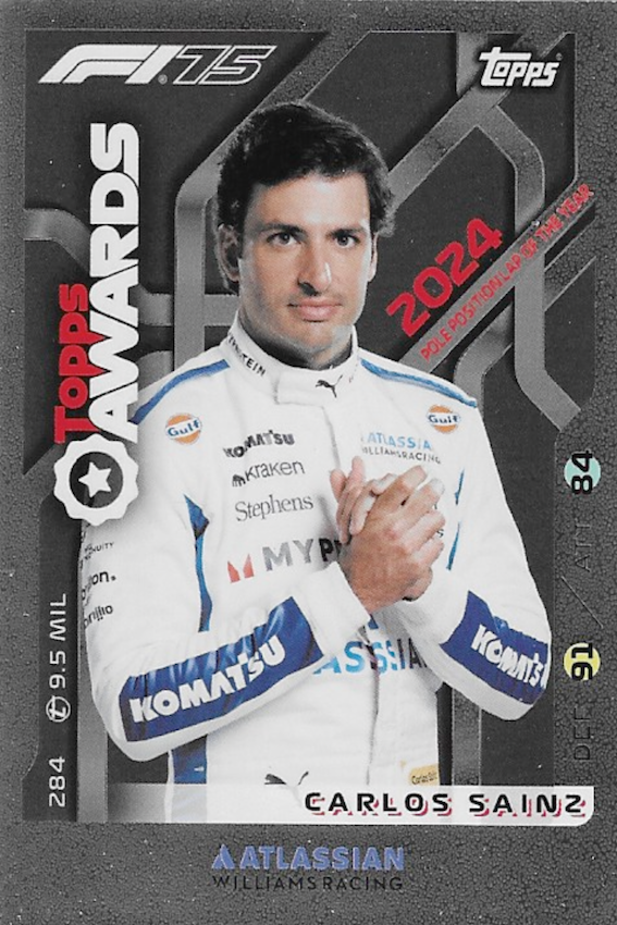 Carlos Sainz Awards Card #284 - Topps F1 Turbo Attax 2025