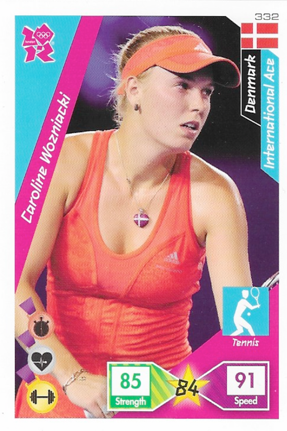 Caroline Wozniacki Adrenalyn XL 2012 Olympics Games Trading Card by Panini Number 332