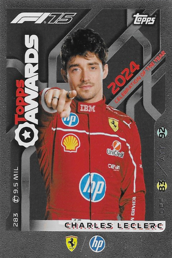 Charles Leclerc Awards Card #283 - Topps Turbo Attax 2025 F1 (FORMULA ONE)