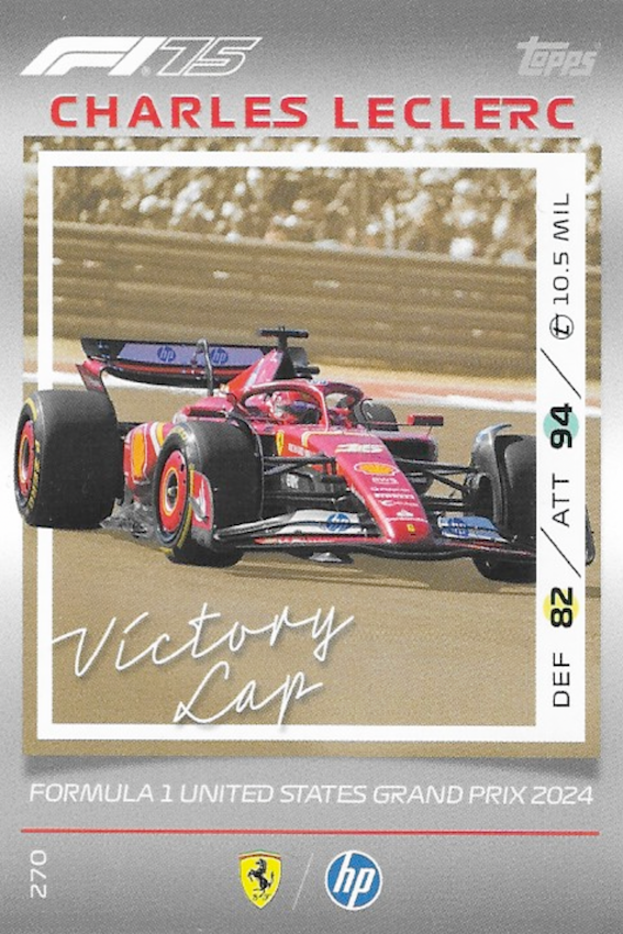 Charles Leclerc Victory Lap Card #270 - Topps F1 Turbo Attax 2025