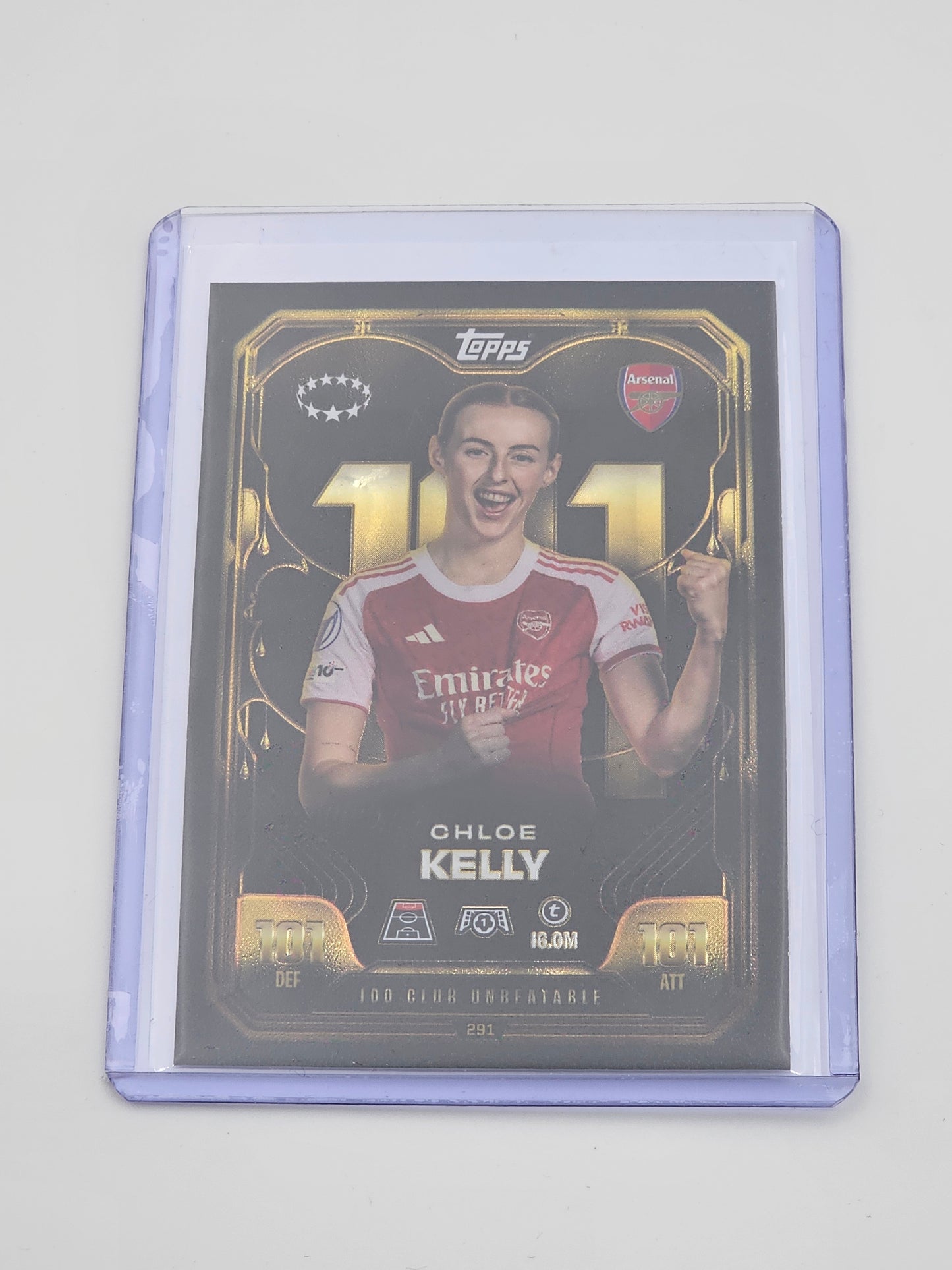 Chloe Kelly 100 Club Unbeatable 101/101 Card #291, UWCL - Topps Match Attax Extra 25/26 (2025/2026) Arsenal