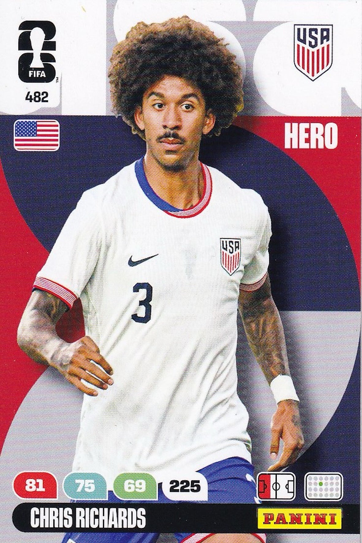 Chris Richards Hero Base Card #482 - FIFA WORLD CUP 2026 - Panini Adrenalyn XL - USA