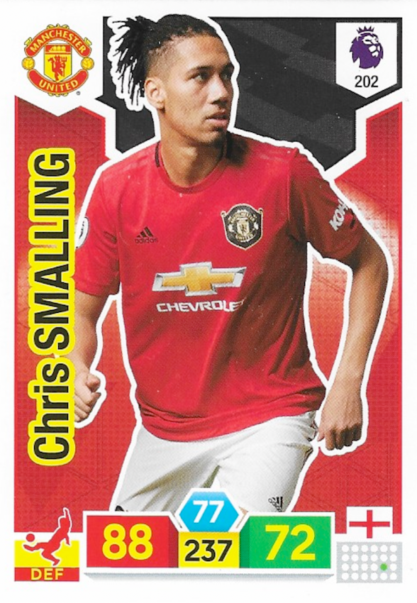 Chris Smalling Base Card Number #202 - Adrenalyn XL Premier League 2019/20 by Panini (Manchester United)