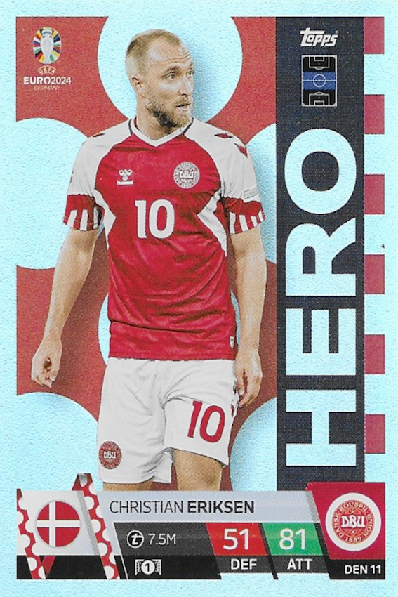 Christian Eriksen HERO Card #DEN11 - Topps Match Attax Euro 2024