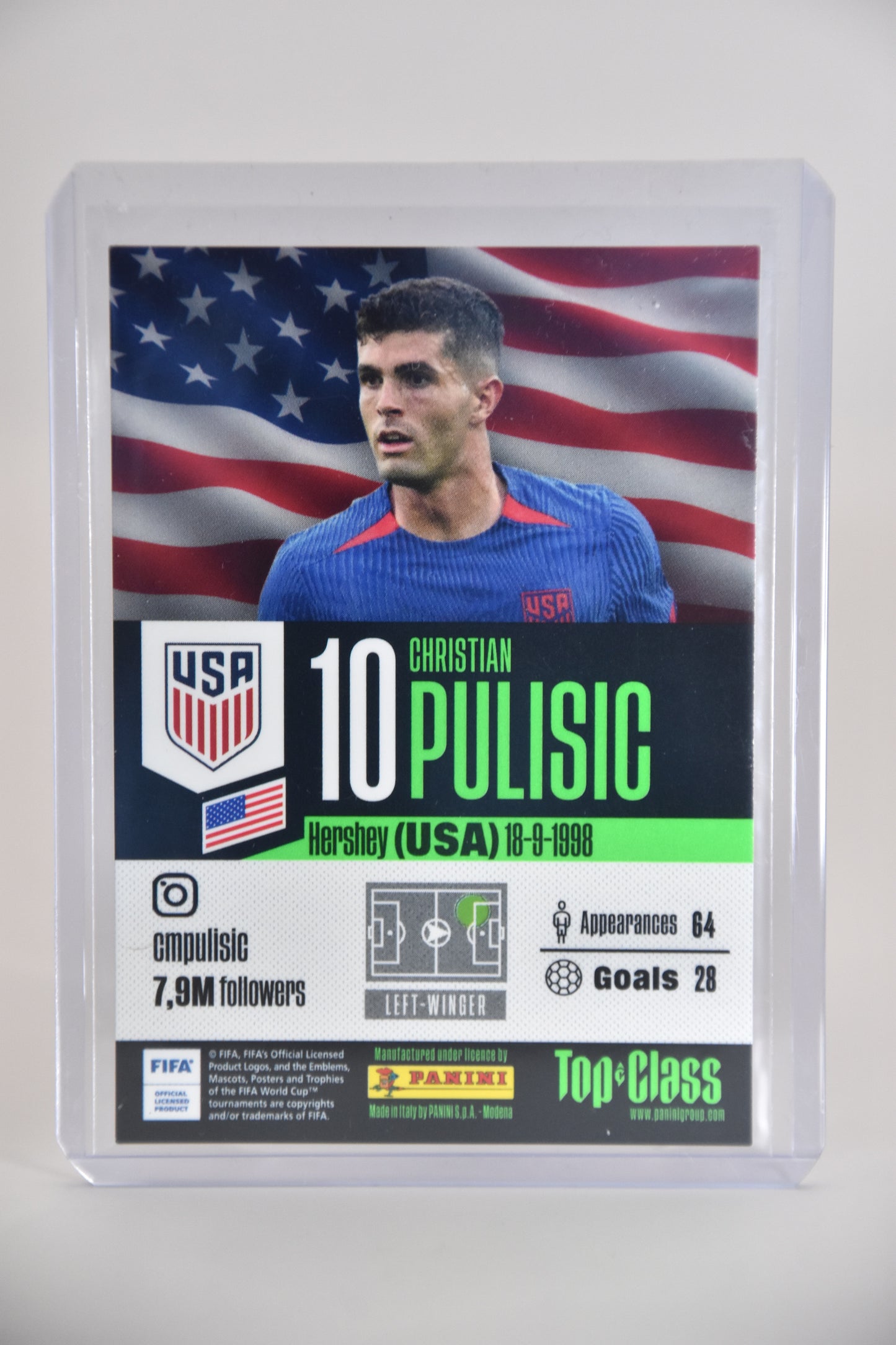 Christian Pulisic Rainbow Master Card 216 - Panini FIFA Top Class 2024 USA (Back of card)