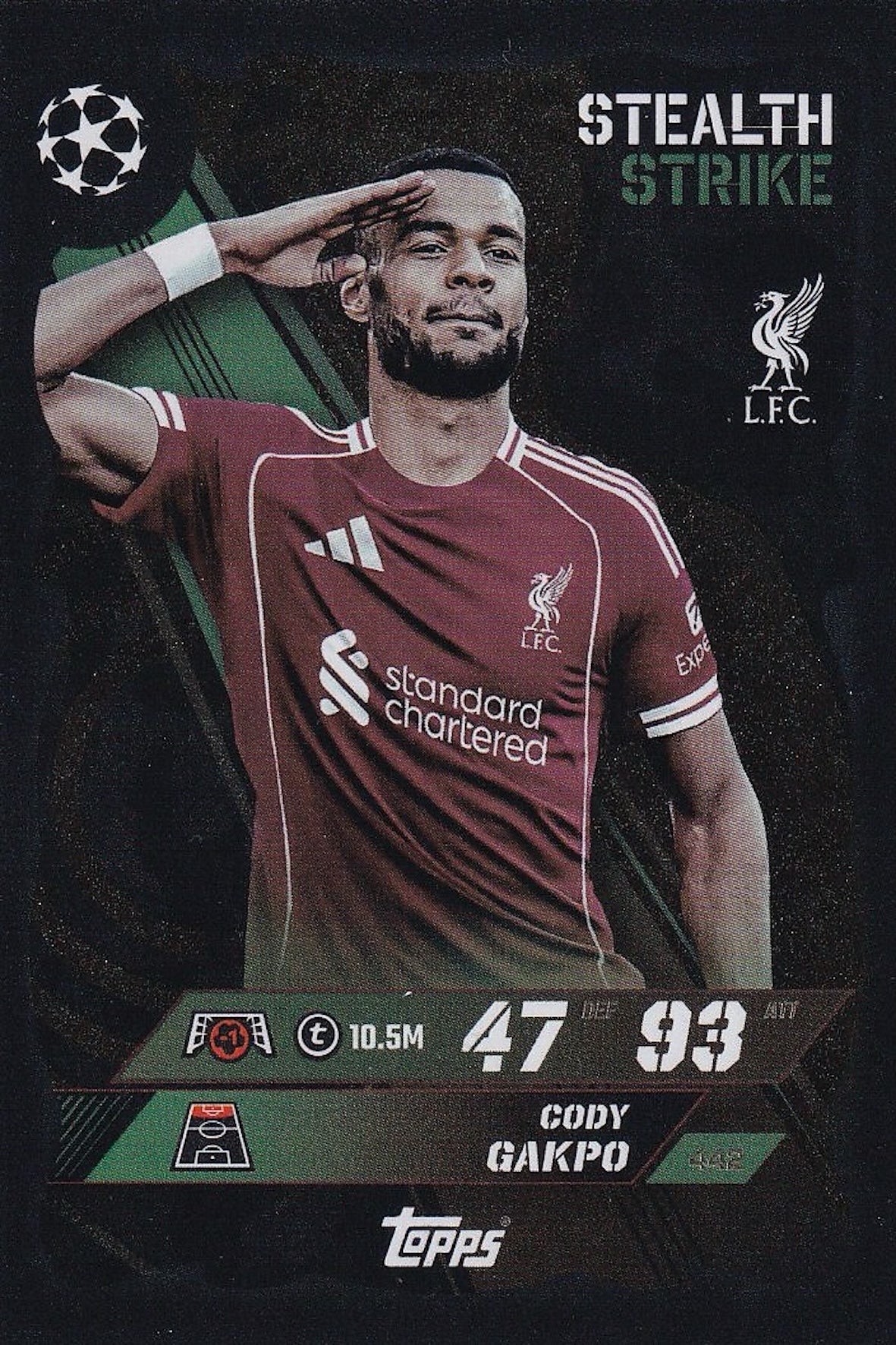 Cody Gakpo Stealth Strike Card #442 - Topps Match Attax 25/26 (2025/2026) Liverpool