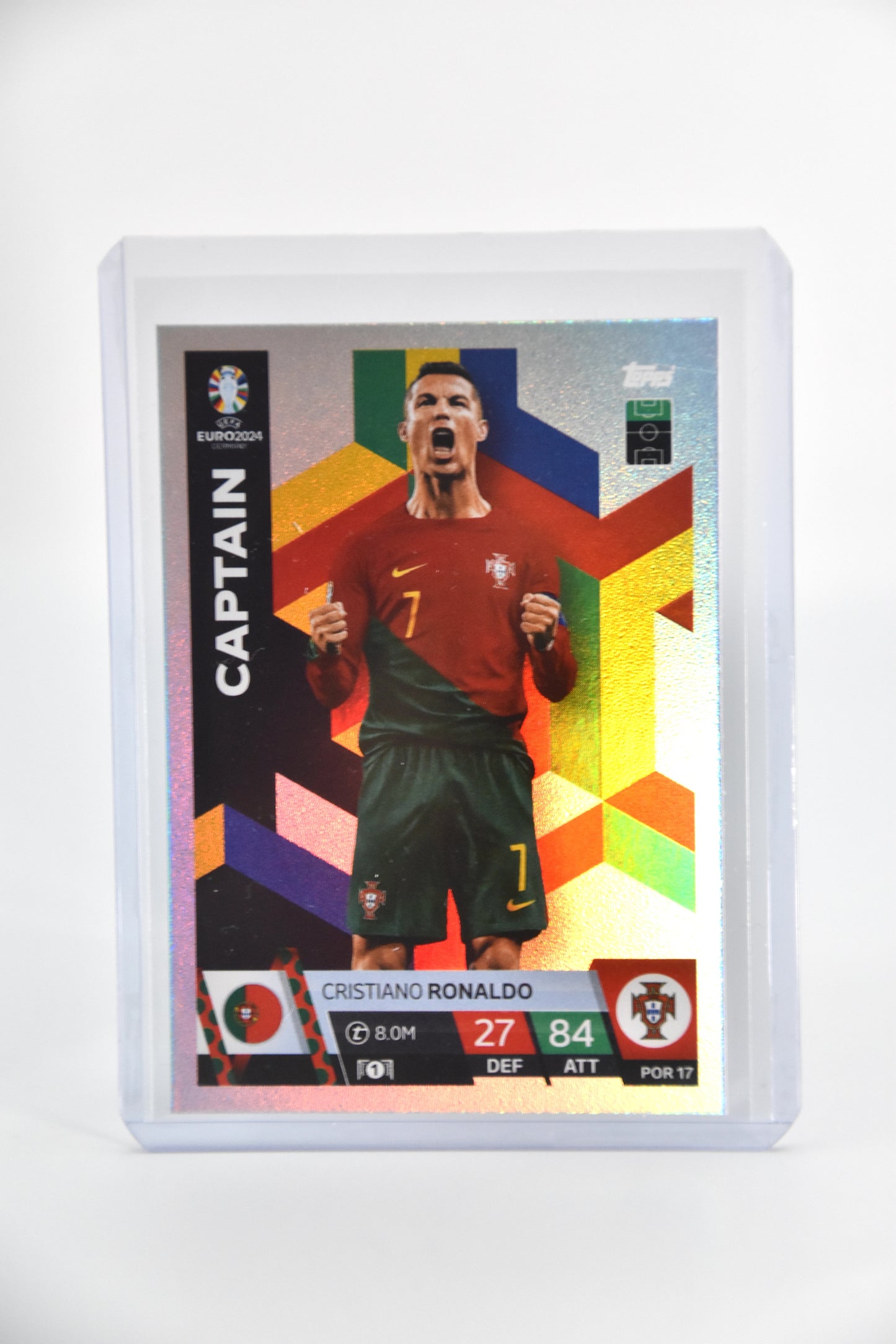 Cristiano Ronaldo Captain Trading Card - Topps Match Attax EURO 2024 POR 17 (Portugal) front