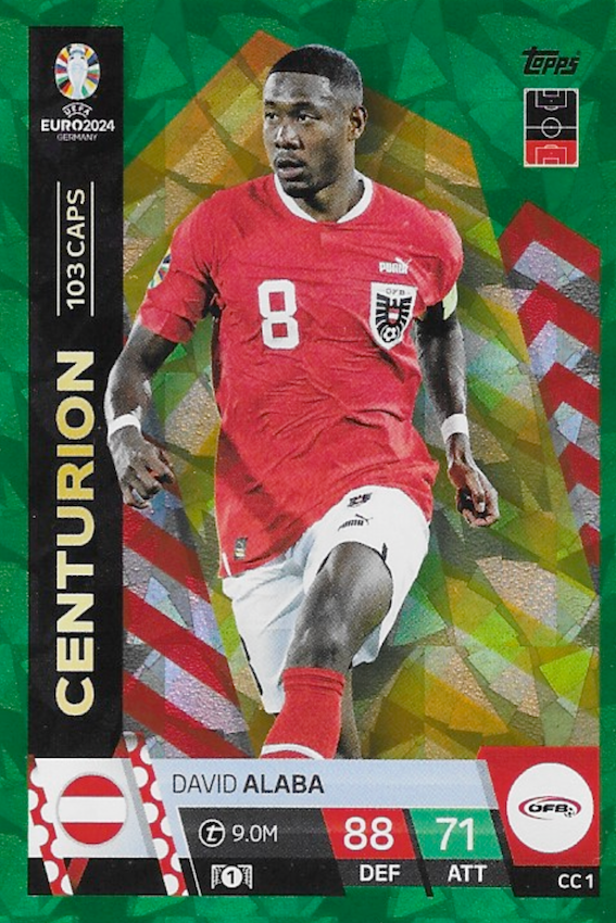 David Alaba Centurion Card (Green) CC1 - Topps Match Attax Euro 2024 (Austria)