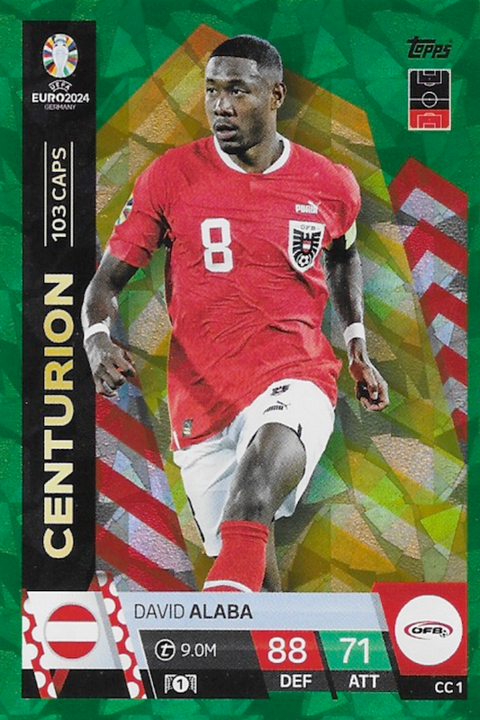 David Alaba Centurion Card (Green) CC1 - Topps Match Attax Euro 2024 (Austria)