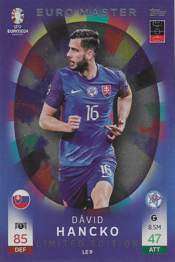 David Hancko LE9 Limited Edition Card - Topps Match Attax Euro 2024 (EURO MASTER)