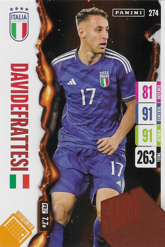 Davide Frattesi Fire Card Number 274 - Adrenalyn XL 2024 England Tournament Edition