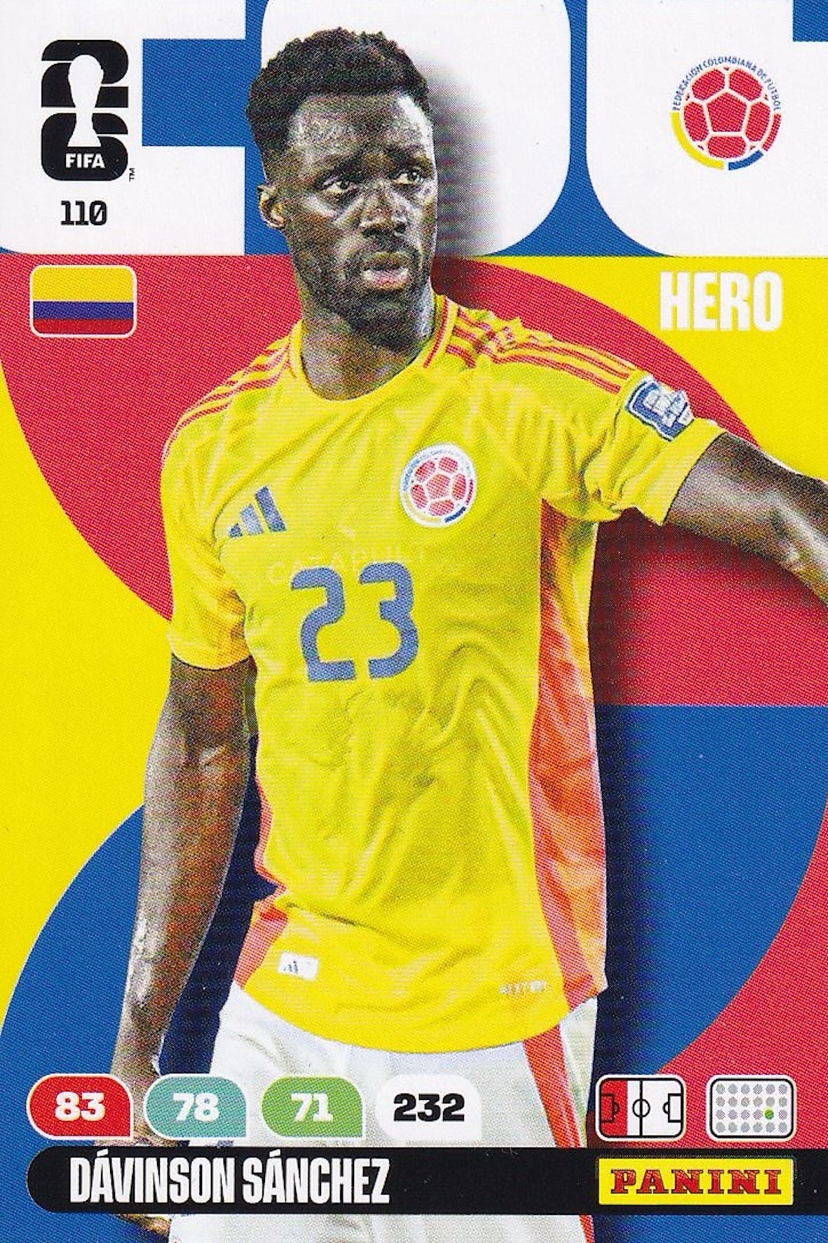 Davinson Sanchez Hero Base Card #110 - FIFA WORLD CUP 2026 - Panini Adrenalyn XL - Colombia