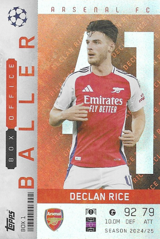 Declan Rice Box Office Baller Card #BOX1 - Topps Match Attax Extra 2024/2025 - Arsenal FC
