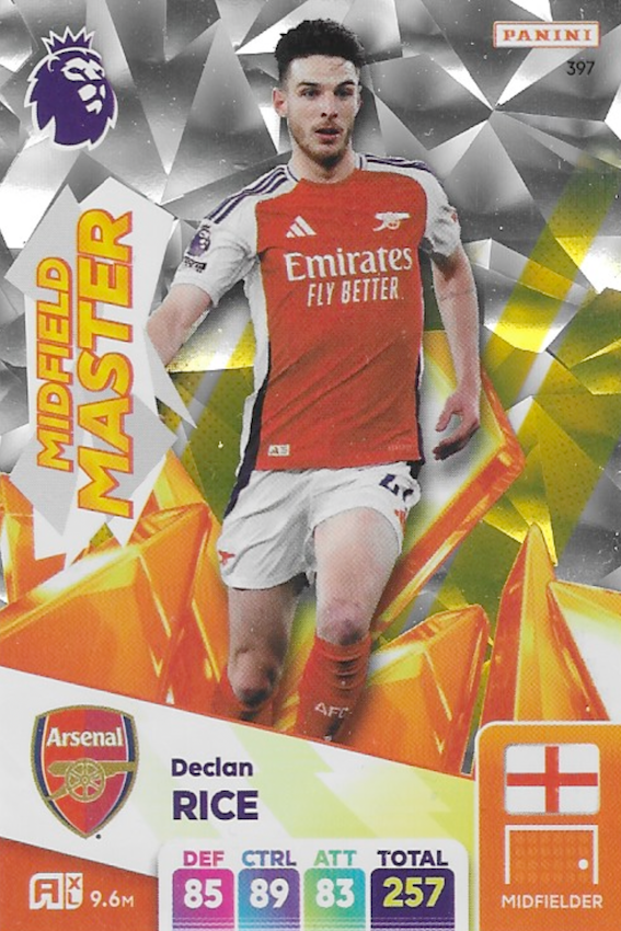 Declan Rice Midfield Master Card No #397 - Adrenalyn XL 2025 (Arsenal ...