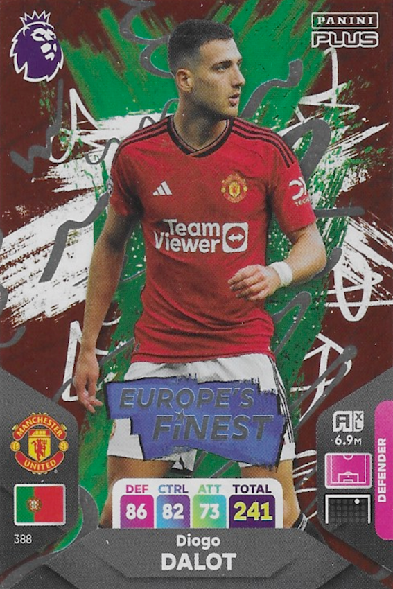 Diogo Dalot Europe's Finest Card No #388 - Adrenalyn XL Premier League Plus 2024 by Panini