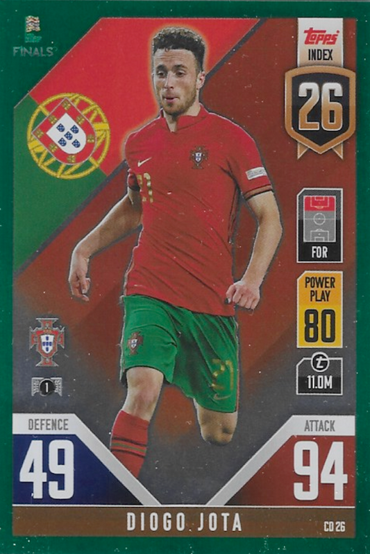 Diogo Jota, Green Parallel, Topps Match Attax 101, UEFA Nations League, Football Card, Portugal, Trading Card, Collectible, #CD26