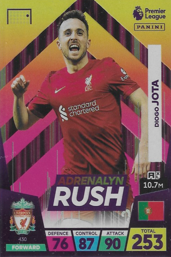 Diogo Jota, Panini Premier League Adrenalyn XL 2023, Card #430, MINT Condition
