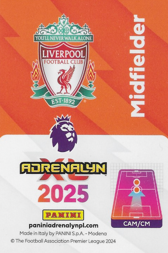 Dominik Szoboszlai Excellence Limited Edition Card - Panini Adrenalyn XL 2025 Premier League (Liverpool) - Back