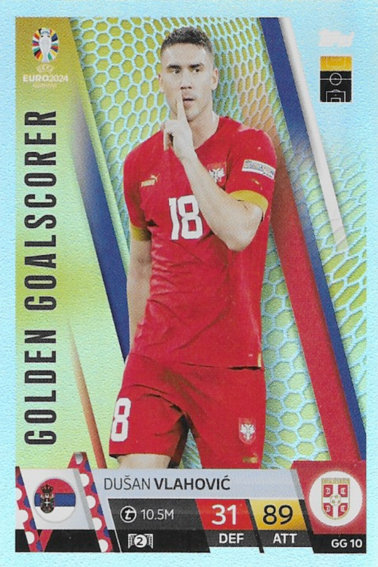 Dusan Vlahovic Golden Goalscorer Card #GG10 - Topps Match Attax Euro 2024