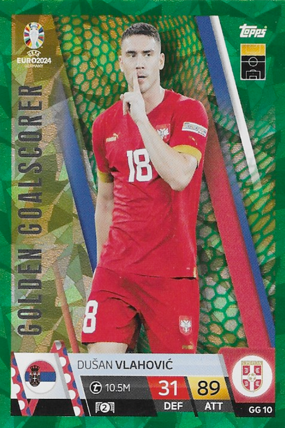 Dusan Vlahovic Green Golden Goalscorer Card #GG10 - Topps Match Attax Euro 2024