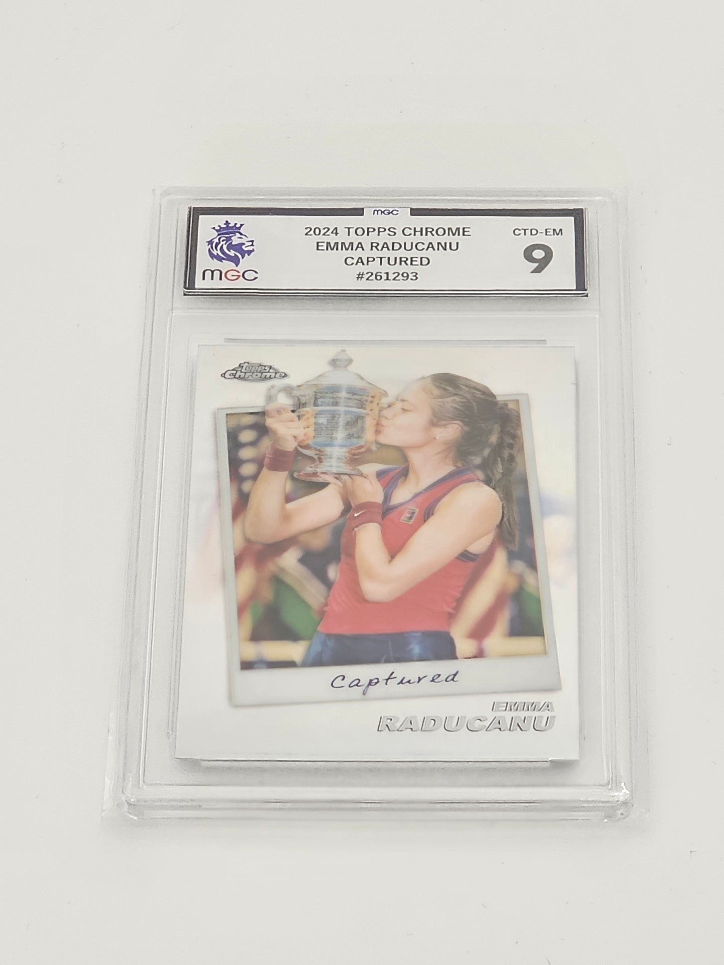 EMMA RADUCANU 2024 TOPPS CHROME TENNIS - Captured Insert Silver Holo Refractor #CTD-EM (Graded Card, MGC9)