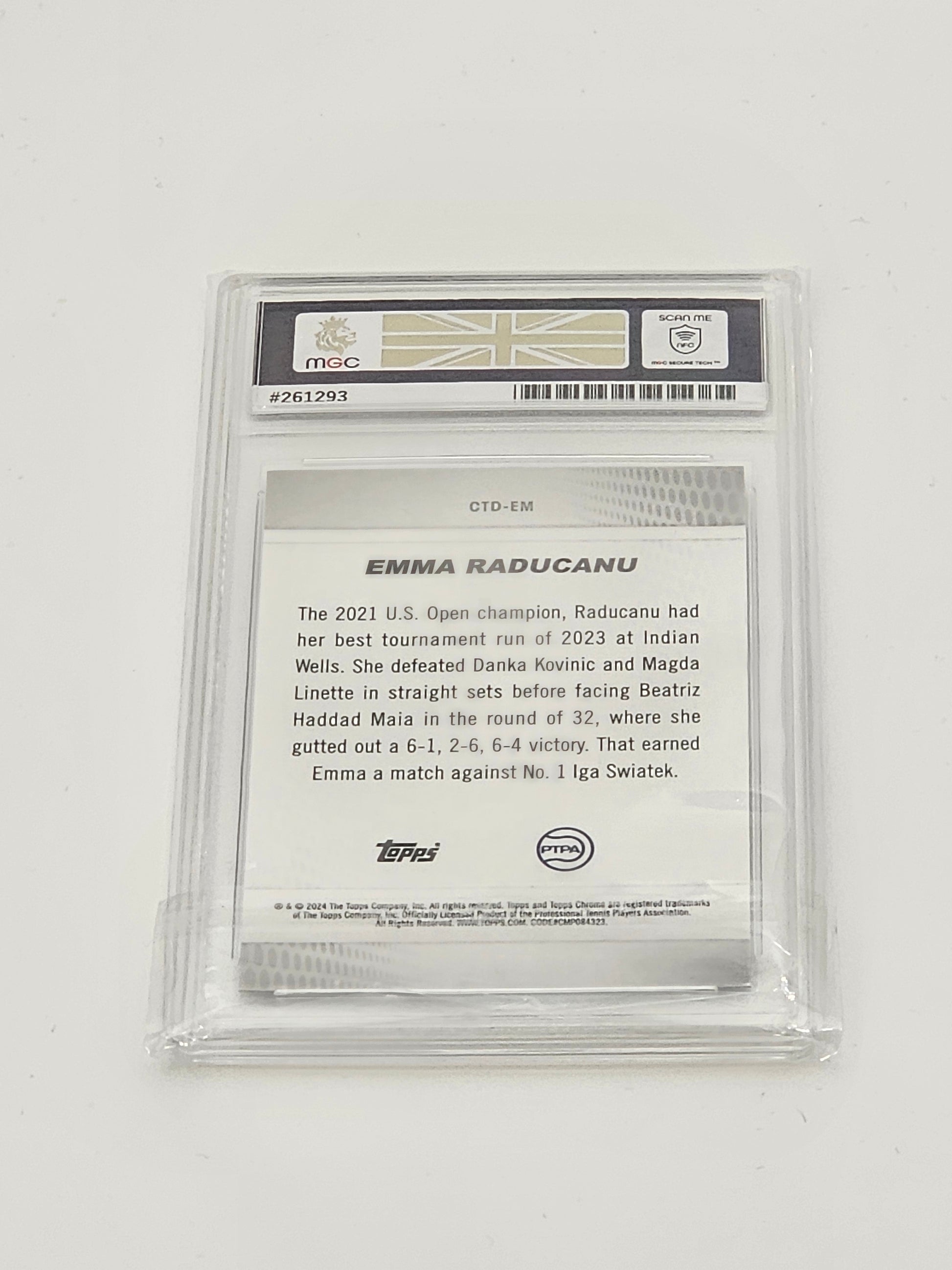EMMA RADUCANU 2024 TOPPS CHROME TENNIS - Captured Insert Silver Holo Refractor #CTD-EM (Graded Card, MGC9)