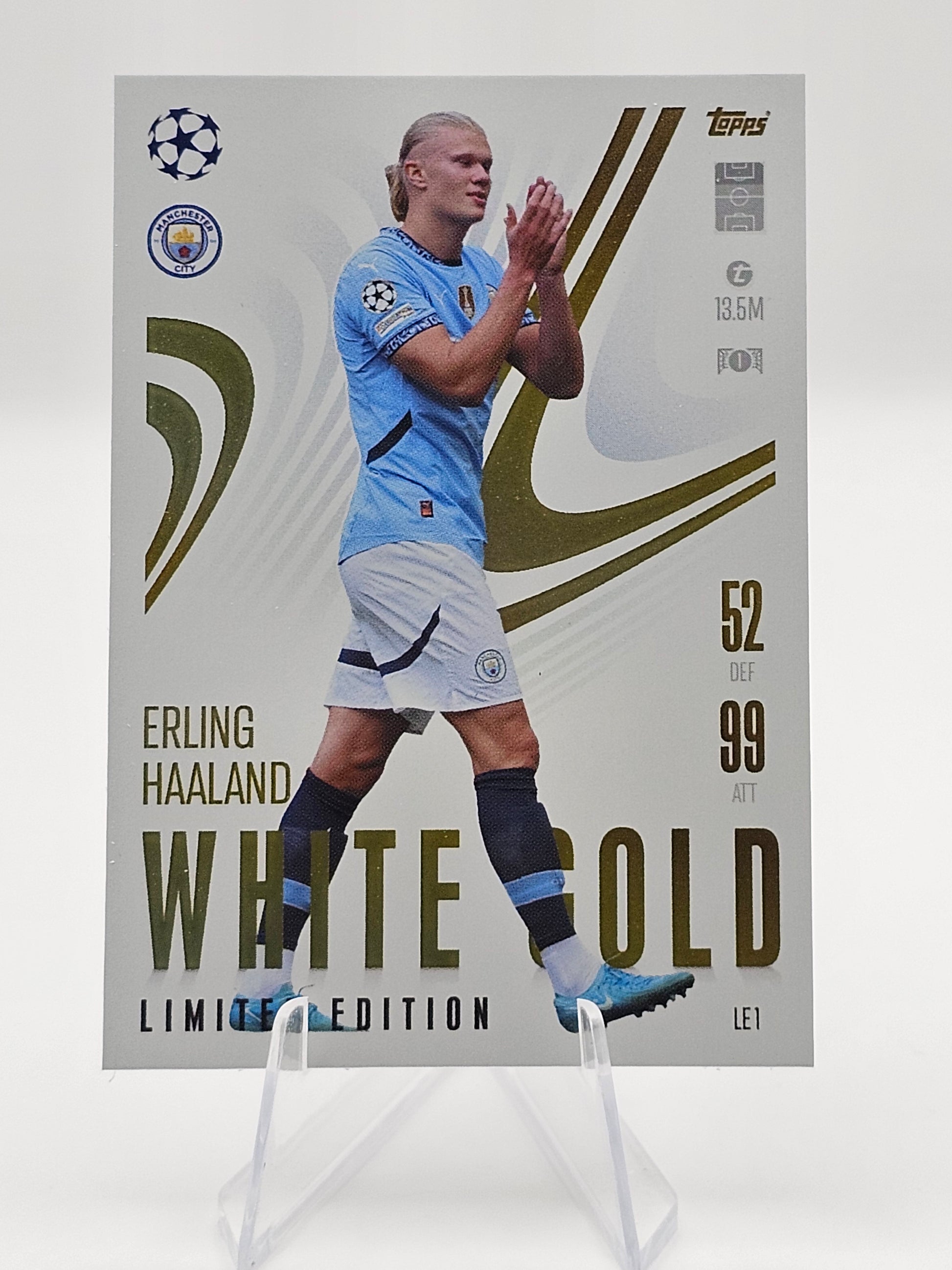 Erling Haaland White Gold Limited Edition Card, LE1 - Topps Match Attax Extra 2024 2025