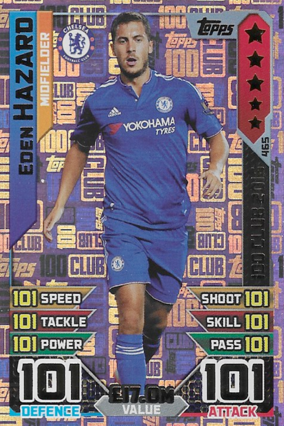 Eden Hazard Hundred/100 Club Card - Topps Match Attax 2016/2017 (101 Card)