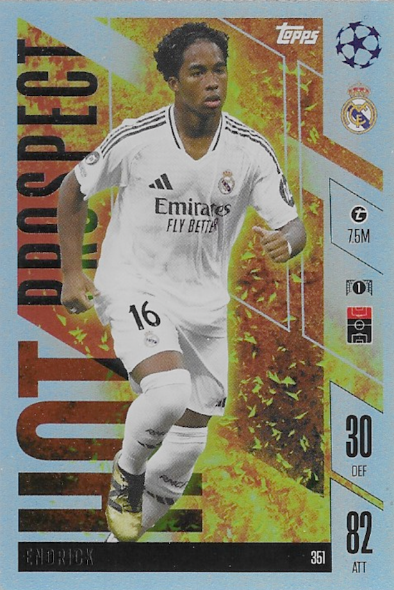 Endrick Hot Prospect Card #351 - Topps Match Attax Extra 24/25 (2024/2025) Real Madrid