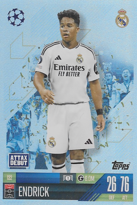 Endrick Real Madrid Attax Debut RC Rookie Card #132 - Topps Match Attax 2024-25 