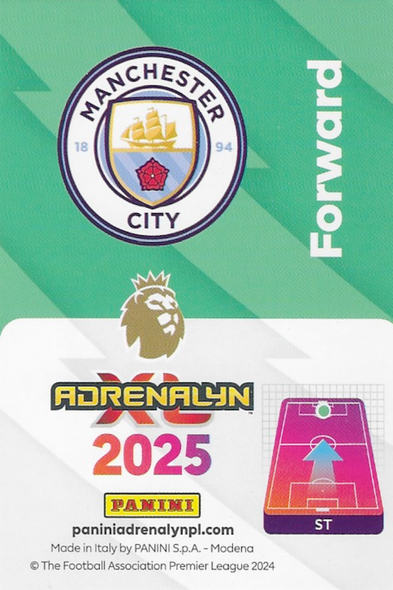 Erling Haaland Limited Edition Card - Panini Adrenalyn XL Premier League 2025 (Man City) Back