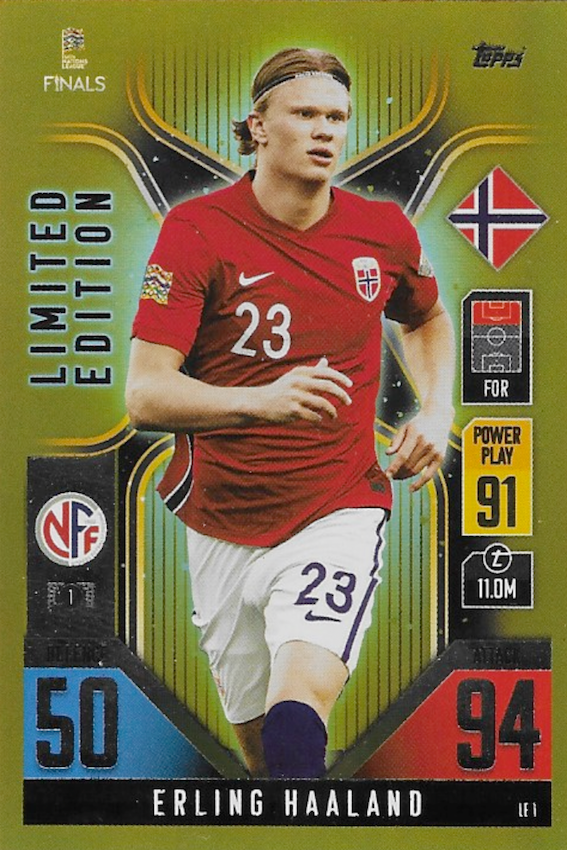 Erling Haaland Limited Edition LE1 Card - Topps Match Attax 101 Nations League 2022