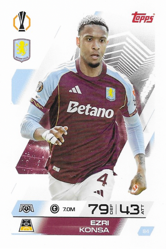Ezri Konsa Base Card #84 - Topps Match Attax 25/26 (2025/2026) - Aston Villa