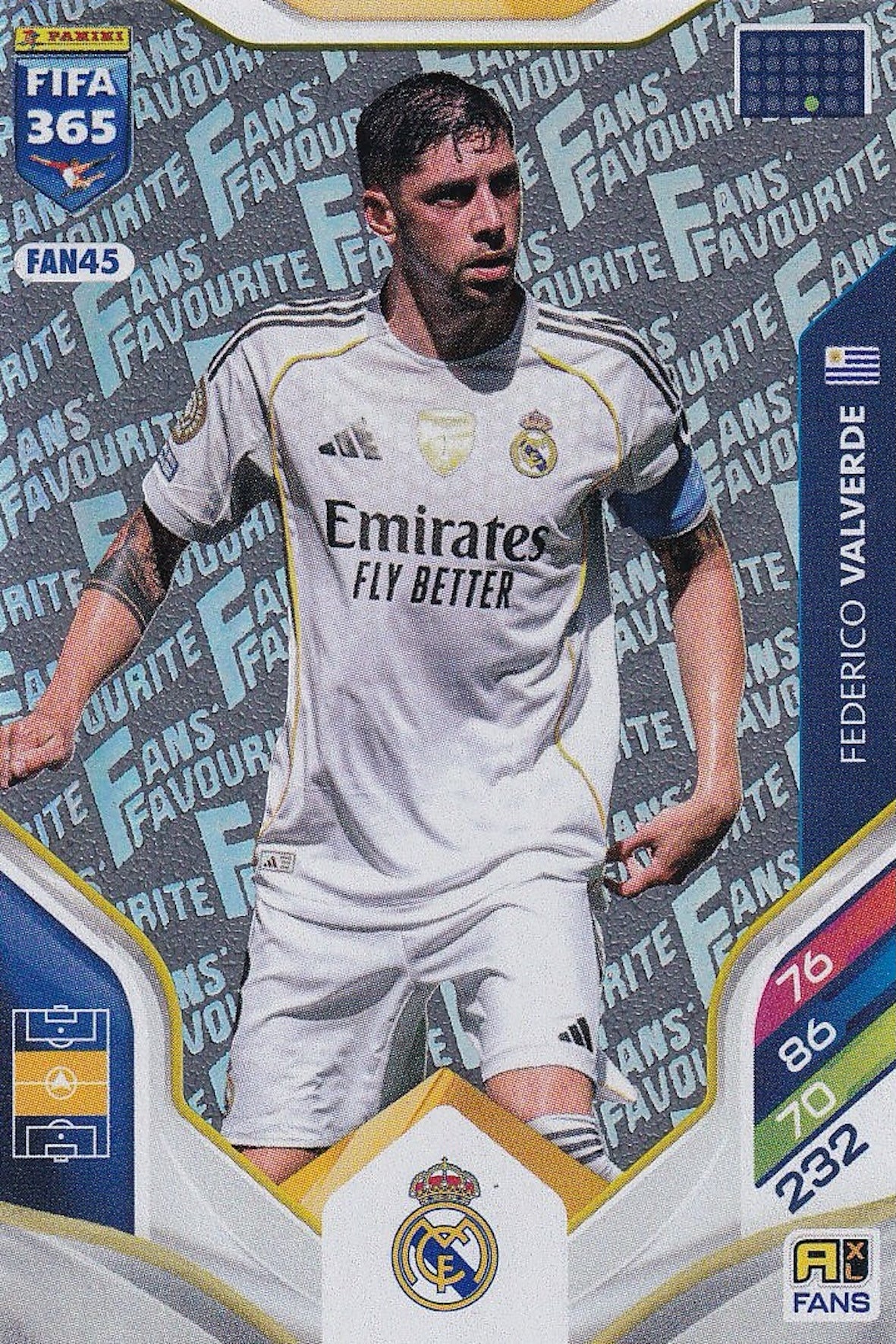 Federico Valverde Fans Favourite Card #FAN45 - Panini FIFA 365 2026 Adrenalyn XL