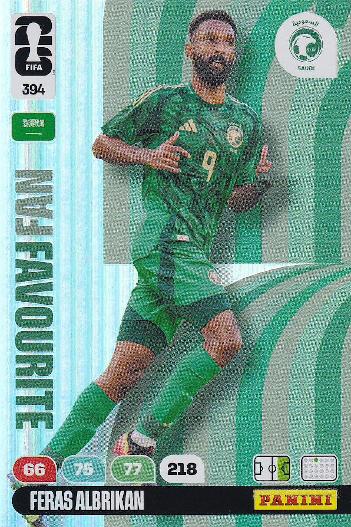 Feras Albrikan Fan Favourite Foil Card #394 - FIFA WORLD CUP 2026 - Panini Adrenalyn XL - Saudi Arabia