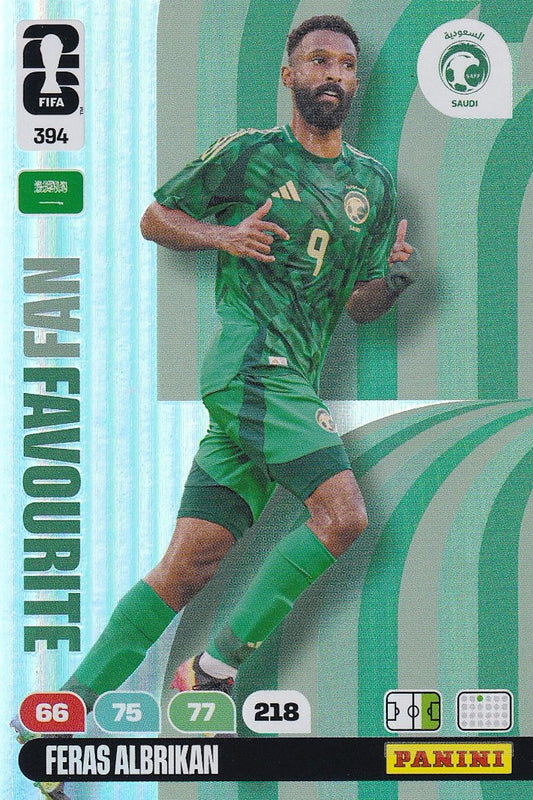 Feras Albrikan Fan Favourite Foil Card #394 - FIFA WORLD CUP 2026 - Panini Adrenalyn XL - Saudi Arabia