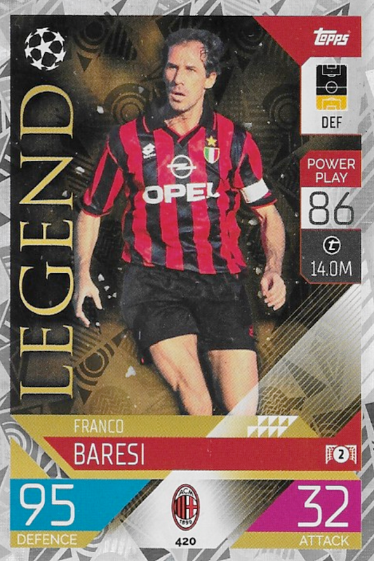 Franco Baresi Legend Card Number 420 - Topps Match Attax 22/23 Champions League