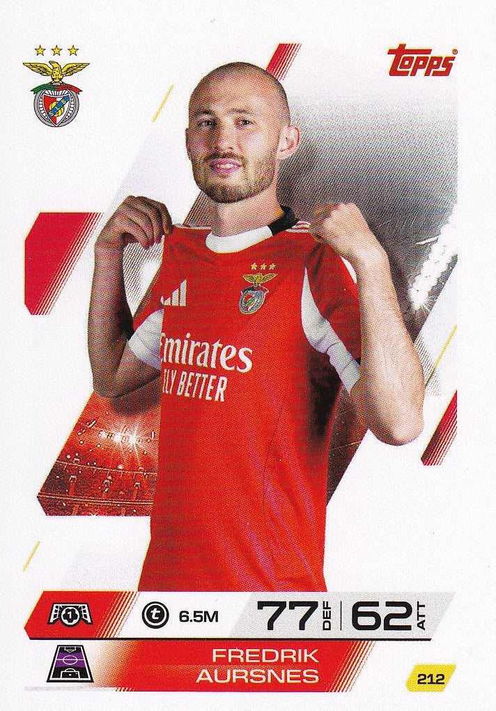 Fredrik Aursnes Base Card #212 - Topps Match Attax 25/26 (2025/2026) SL Benfica