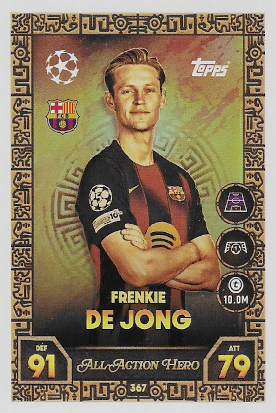 Frenkie de Jong All Action Hero Card #367 - Topps Match Attax 2025/26 - FC. Barcelona