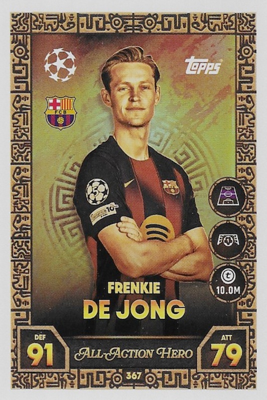Frenkie de Jong All Action Hero Card #367 - Topps Match Attax 2025/26 - FC. Barcelona