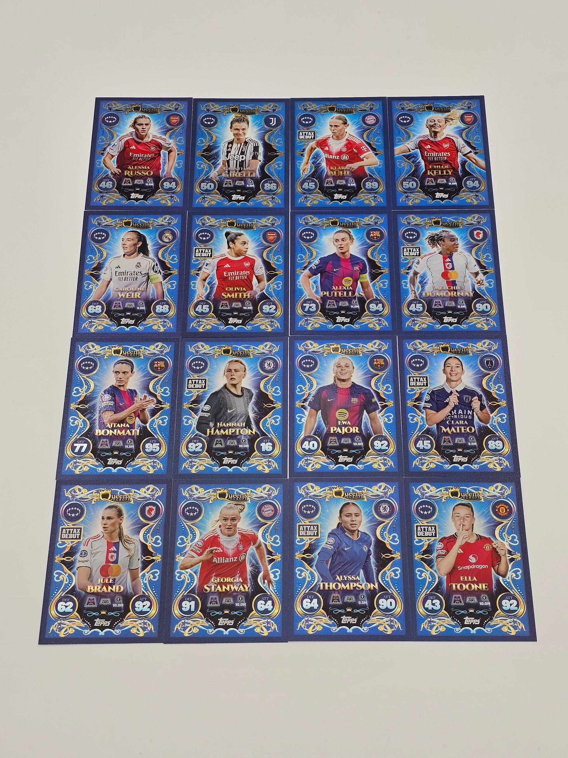 Full Set of all 16x Queens of Europe Cards - Topps Match Attax 2025/26