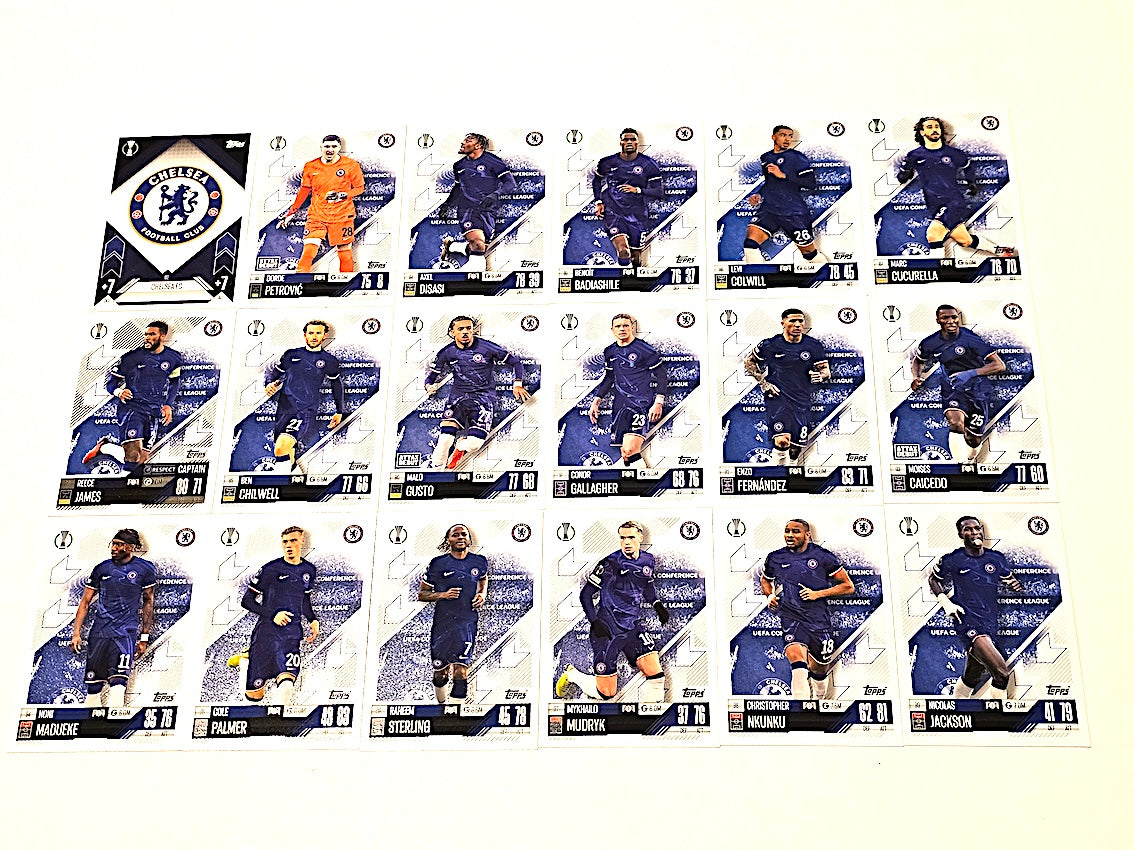 Full Team Set of all 18 Chelsea Cards - Topps Match Attax 2024/2025