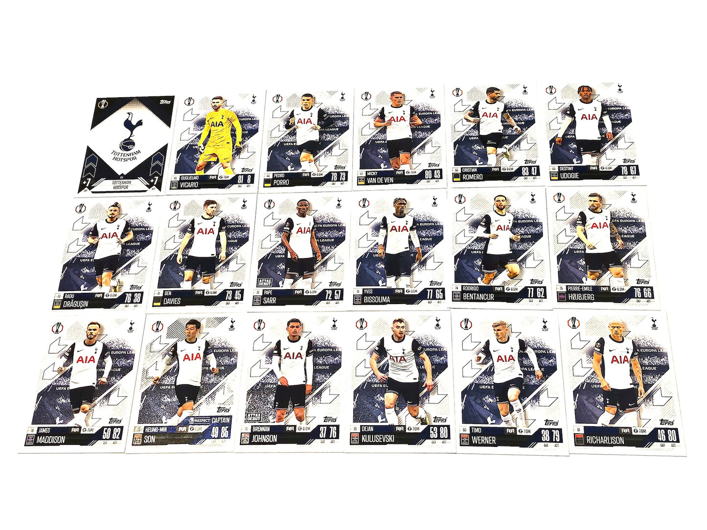 Full Team Set of all 18 Tottenham Hotspur Cards - Topps MATCH ATTAX 2024/2025
