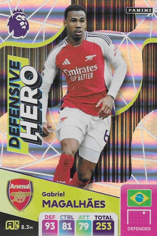 Gabriel Magalhaes Defensive Hero Card No 380 - Adrenalyn XL 2025 Premier League by Panini