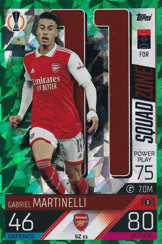Gabriel Martinelli - Squad Zone EMERALD GREEN FOIL Card #SZ11 - Match Attax Extra 22/23 (2022/2023)