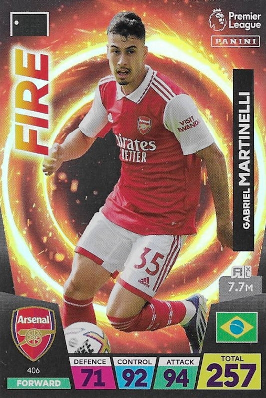 Gabriel Martinelli Fire Card No 406 - Panini Adrenalyn XL 22/23 Premier League