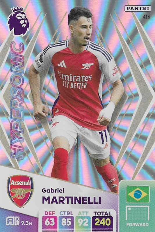 Gabriel Martinelli Hypersonic Card Number #416 - Panini Adrenalyn XL 2025 Premier League (Arsenal)