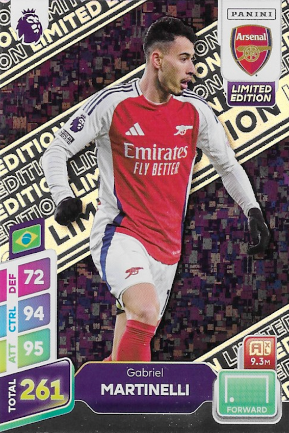 Gabriel Martinelli Limited Edition Card - Premier League Adrenalyn XL PLUS 2025 (Arsenal)